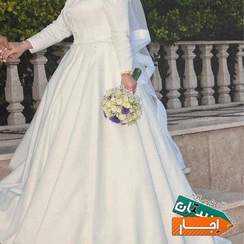 اجاره لباس عروس ساتن امریکایی سایز 44 تا 48