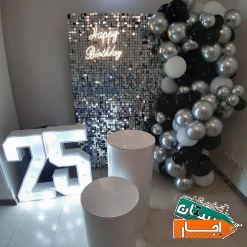 خدمات بادکنک آرایی تزئین دکور جشن تم تولد اجاره لوازم