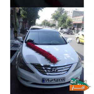 اجاره ماشین عروس سوناتا با گل ودسته گل