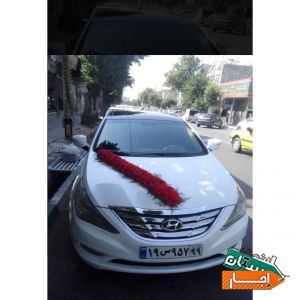 اجاره ماشین عروس سوناتا با گل ودسته گل