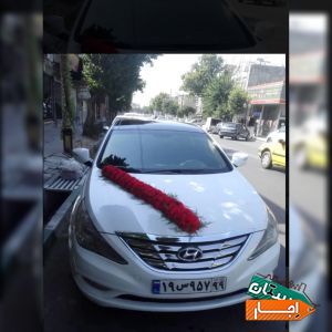 اجاره ماشین عروس سوناتا با گل ودسته گل