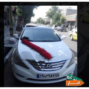 اجاره ماشین عروس سوناتا با گل ودسته گل