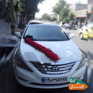 اجاره ماشین عروس سوناتا با گل ودسته گل