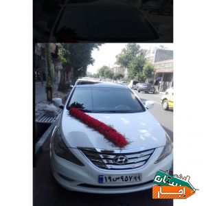 اجاره ماشین عروس سوناتا با گل ودسته گل