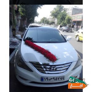 اجاره ماشین عروس سوناتا با گل ودسته گل