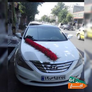 اجاره ماشین عروس سوناتا با گل ودسته گل