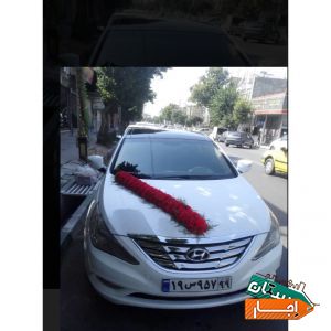 اجاره ماشین عروس سوناتا با گل ودسته گل