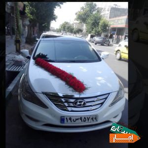 اجاره ماشین عروس سوناتا با گل ودسته گل