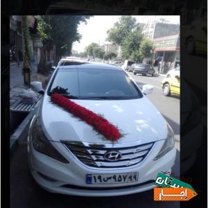 اجاره ماشین عروس سوناتا با گل ودسته گل