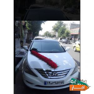اجاره ماشین عروس سوناتا با گل ودسته گل