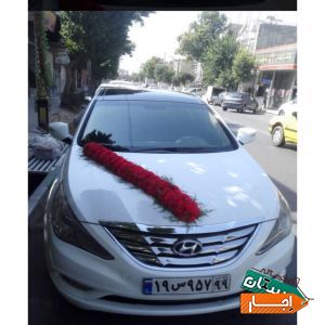 اجاره ماشین عروس سوناتا با گل ودسته گل