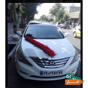 اجاره ماشین عروس سوناتا با گل ودسته گل
