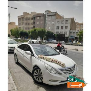 اجاره ماشین عروس سوناتا با گل ودسته گل