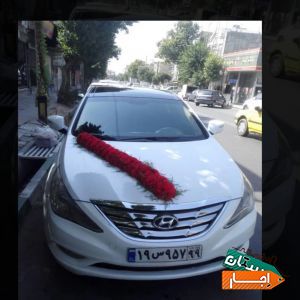 اجاره ماشین عروس سوناتا با گل ودسته گل