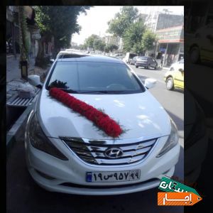 اجاره ماشین عروس سوناتا با گل ودسته گل