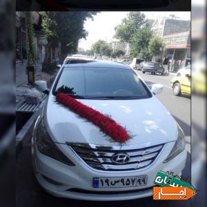 اجاره ماشین عروس سوناتا با گل ودسته گل